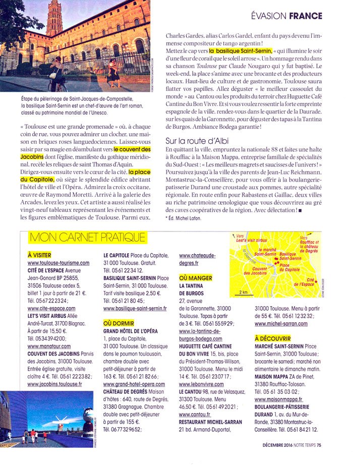 Dans le magazine Notre Temps Jean Luc Reichmann cite la pâtisserie Durand de Montastruc